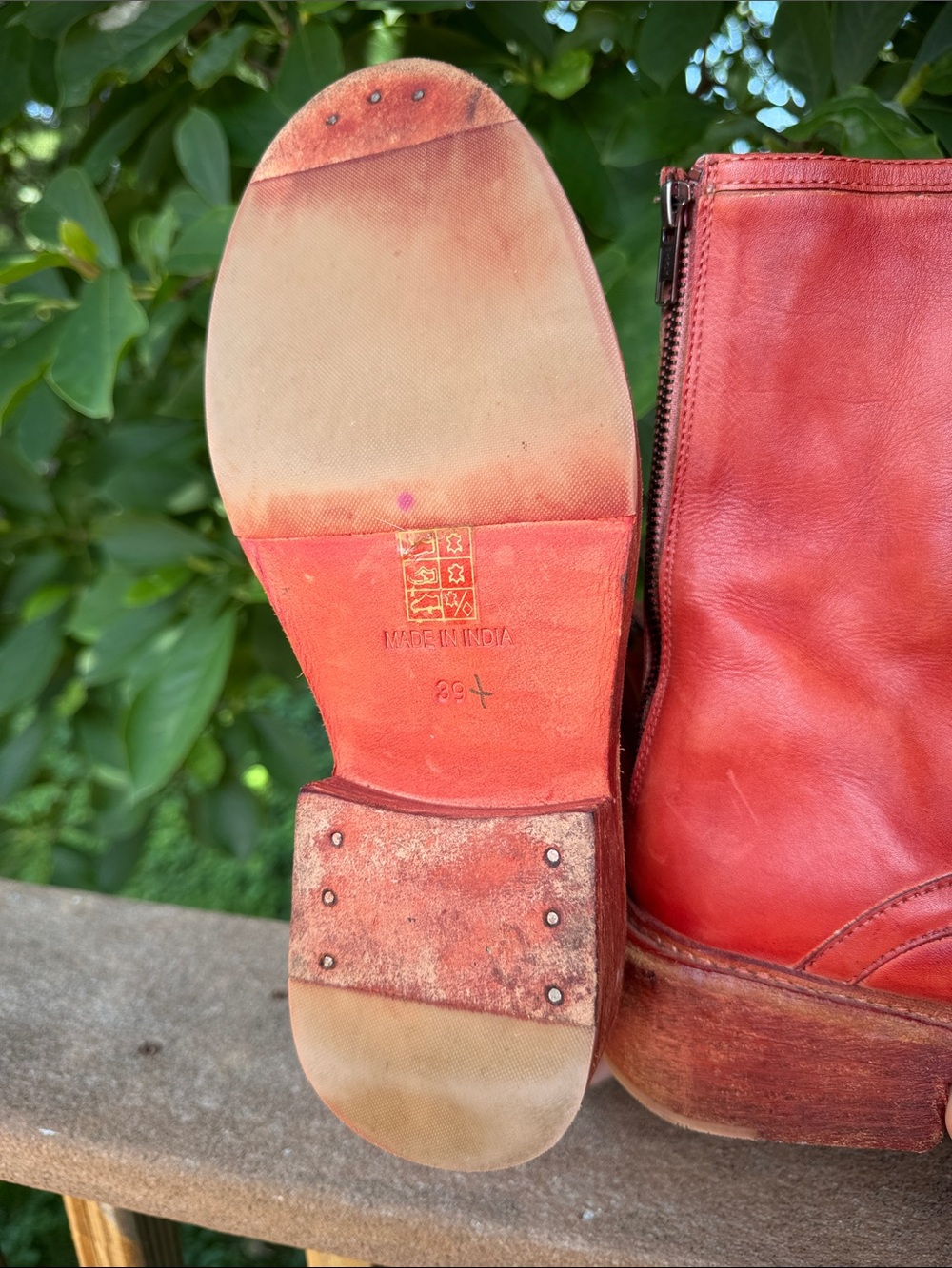 Free People Red Leather Combat Boots - Picture 3 of 6